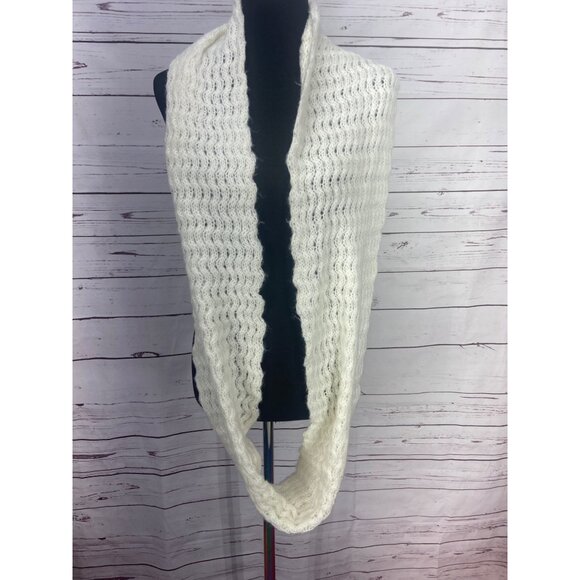 A.N.A White Cream Color Cable Knit Infinity Wrap Scarf - Picture 2 of 6